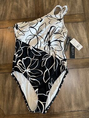 La Blanca Black & White Floral One-Piece Swimsuit